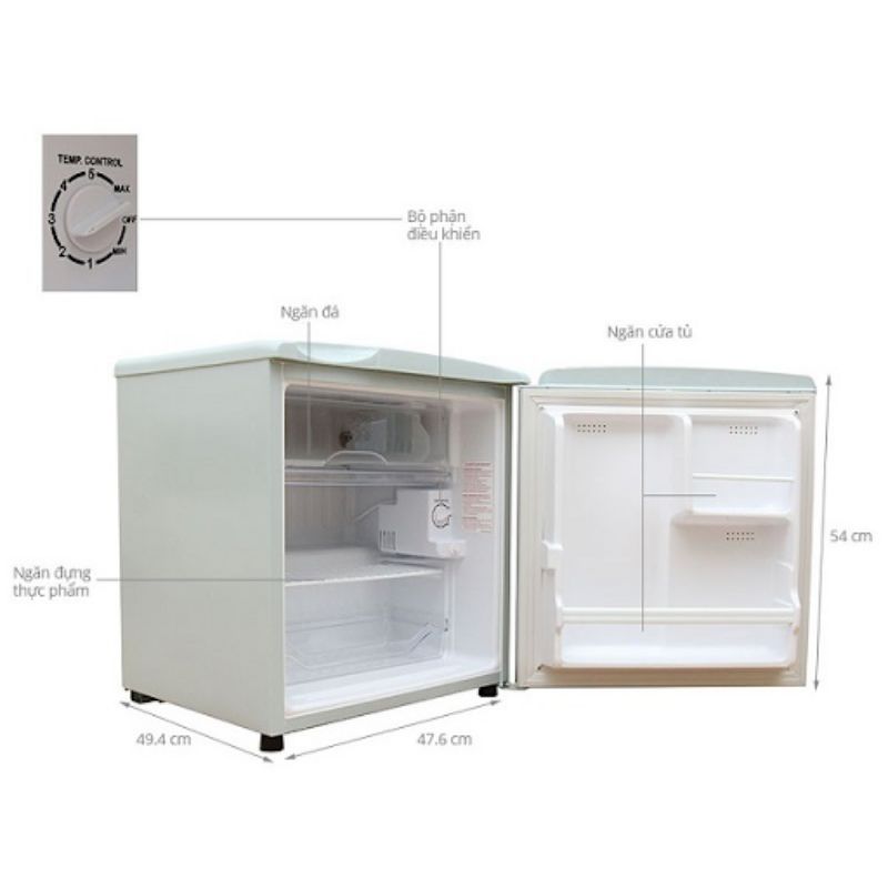 Kích thước Tủ lạnh 1 cánh Electrolux EUM0500SA/SB 50 lít
